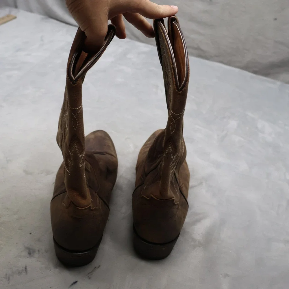 Dan Post Men 11D Western Boots Brown Leather Cowboy Embroidered Pull On 2153